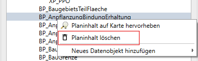 Planinhalt löschen