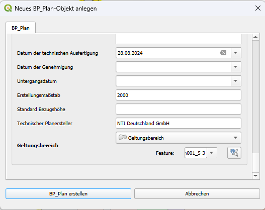 Neuen Plan erfassen